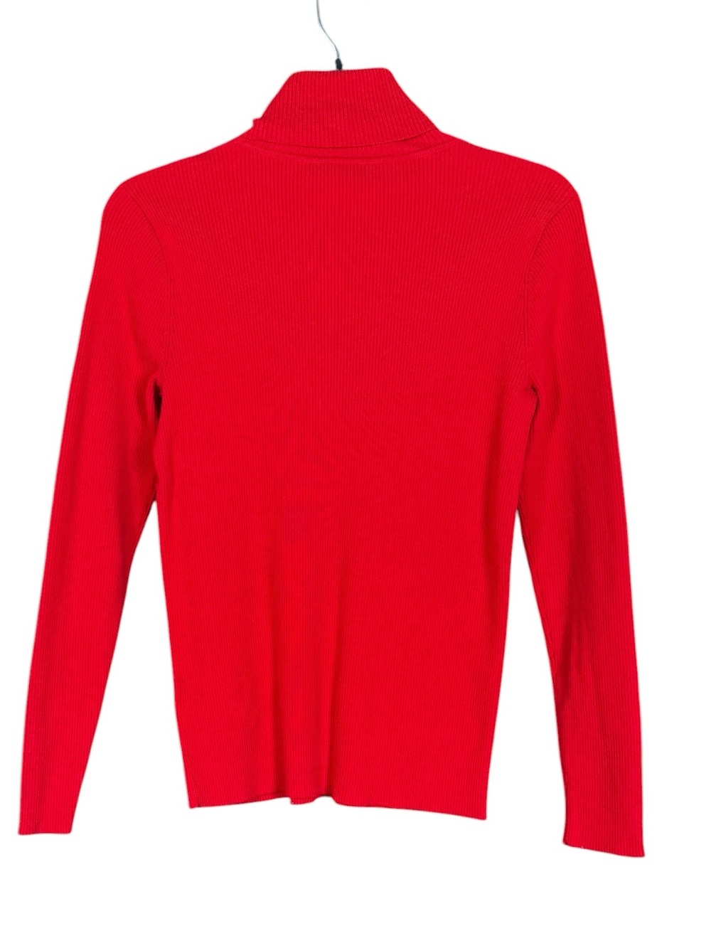 Lauren Ralph Lauren Red Ribbed Turtleneck Sweater Gold Logo Plaque Size L - Picture 4 of 9